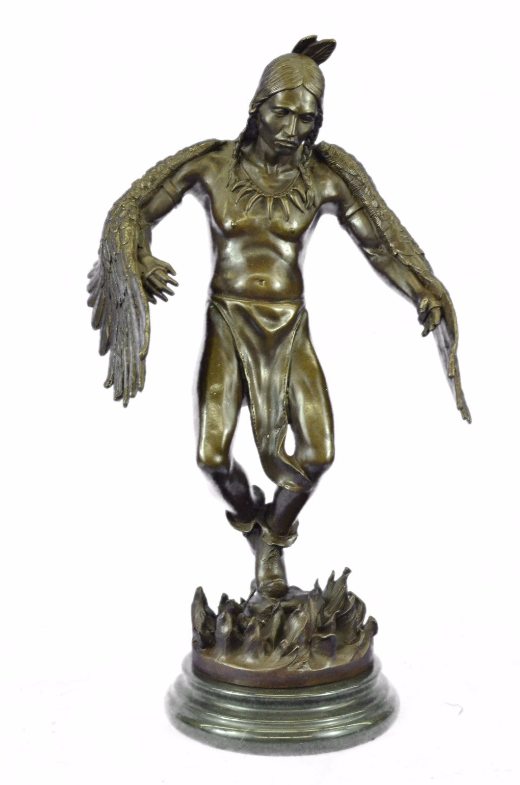 Native American Indian Art Chief Eagle Bust Bronze Marble Statue Gallery Art 18