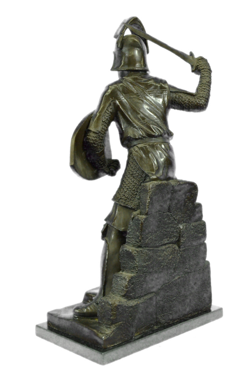 Handcrafted bronze sculpture SALE With Sword Warrior Knight Bold Lange Signed