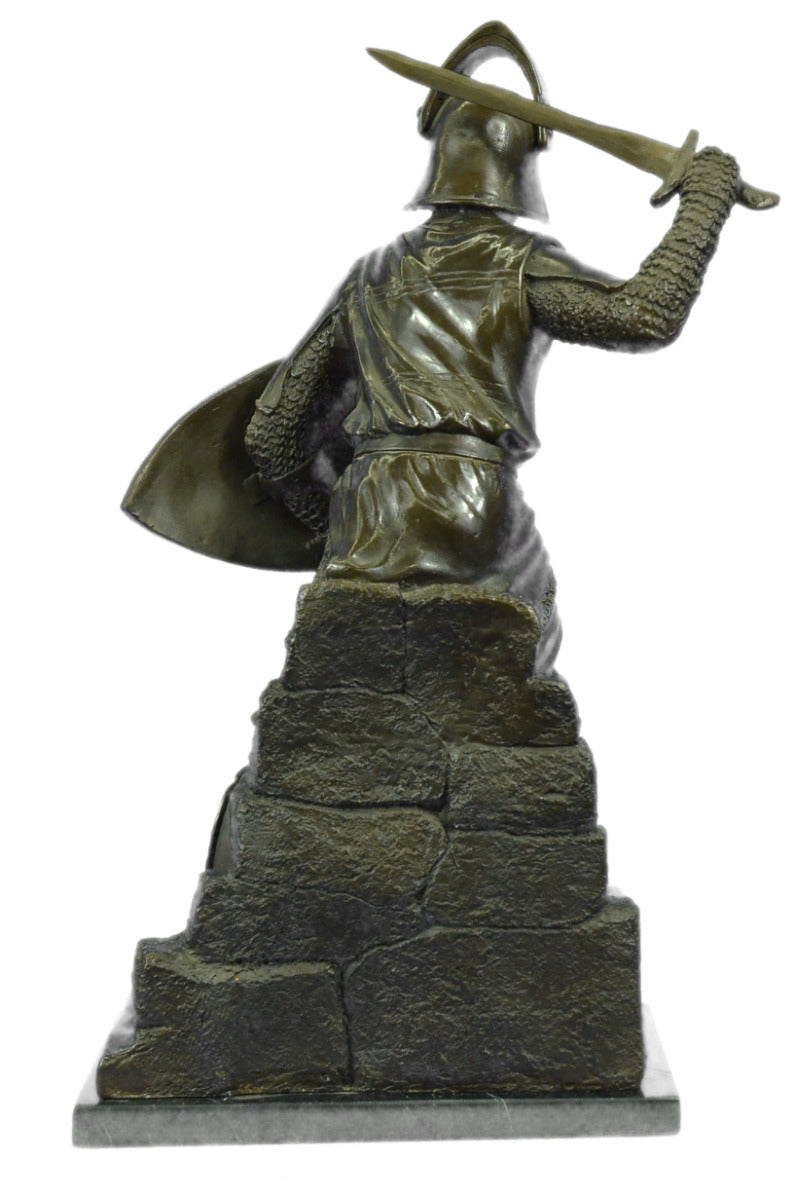 Handcrafted bronze sculpture SALE With Sword Warrior Knight Bold Lange Signed