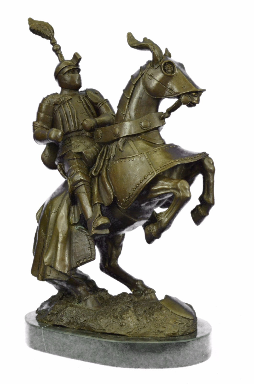 Vintage Art Sculpture Bronze Knight Figure signed Kamiko Neoclassical Decor