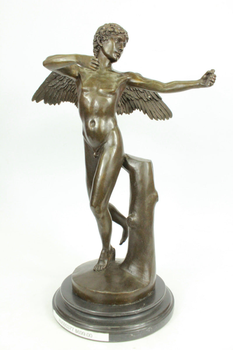 Art Deco Valentine Day Art Cupid Angel Bronze Sculpture Statue Figurine Figure
