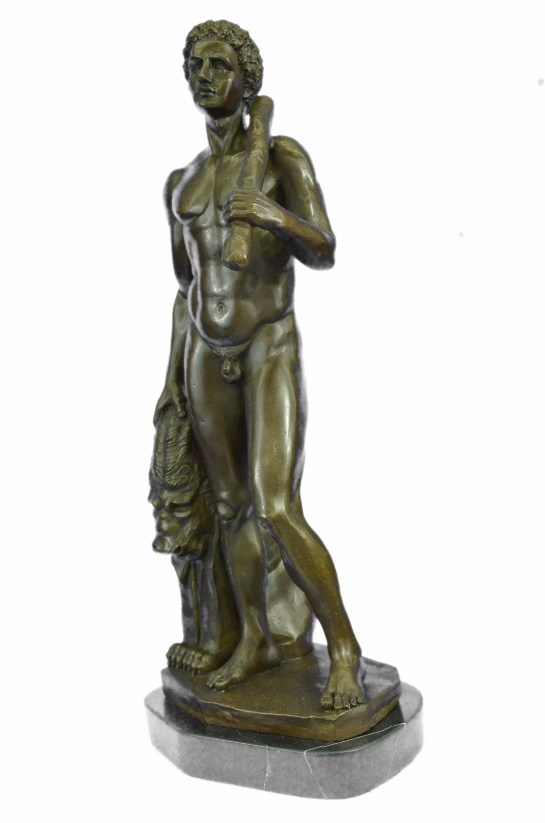 Greek Mythology Nude Jason and His Faithful Lion Bronze Sculpture Statue Deal
