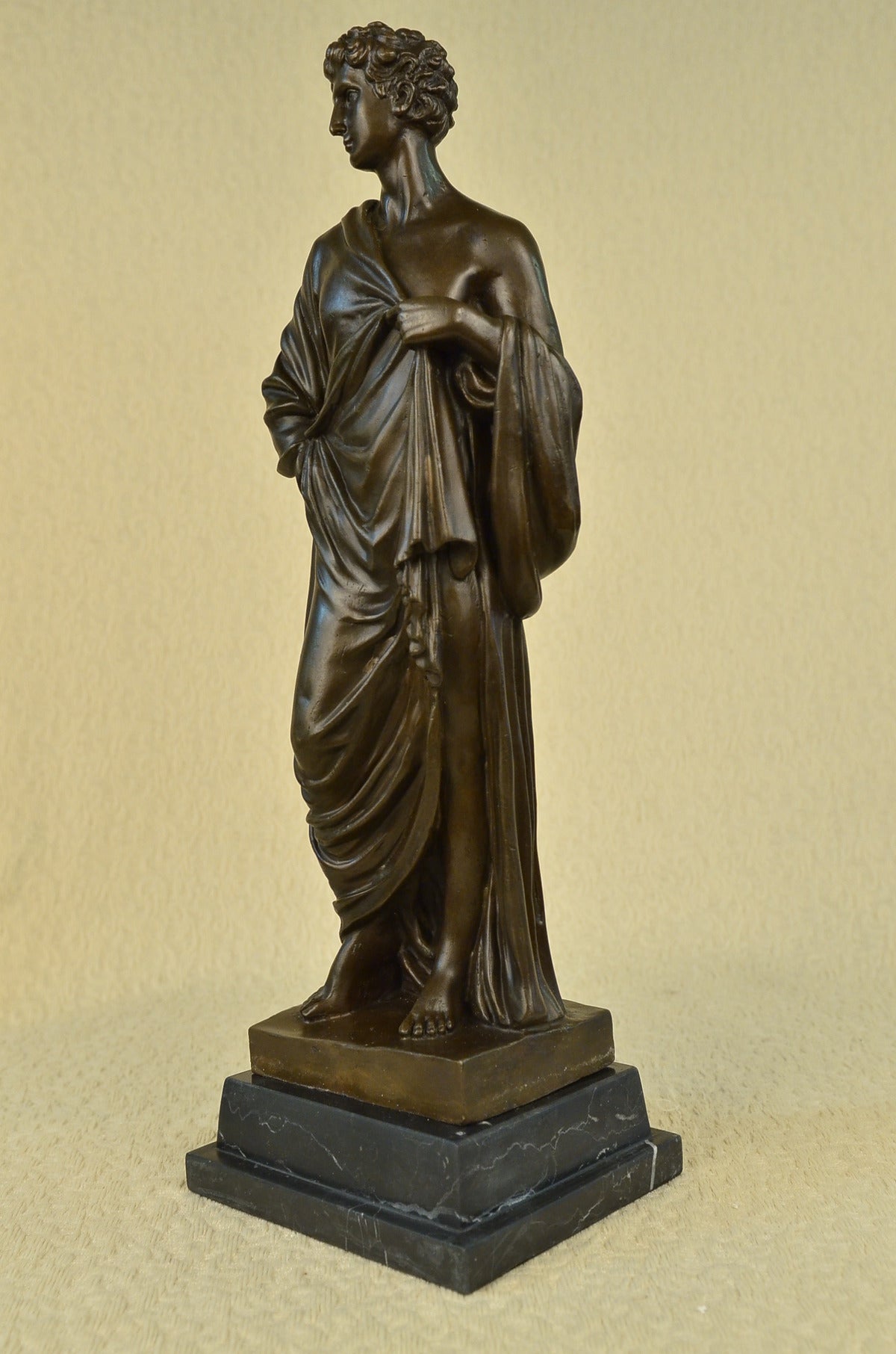 Vintage Augustus Caesar Grand Tour Neoclassical Bronze Statue Sculpture Figurine