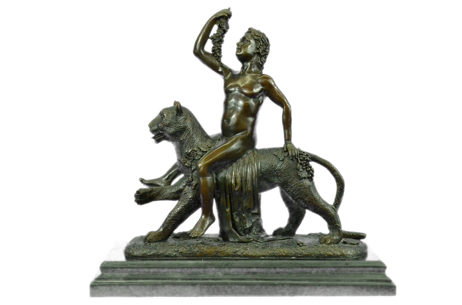 Handcrafted bronze sculpture SALE Panther A Riding Child Wild Vitaleh Original