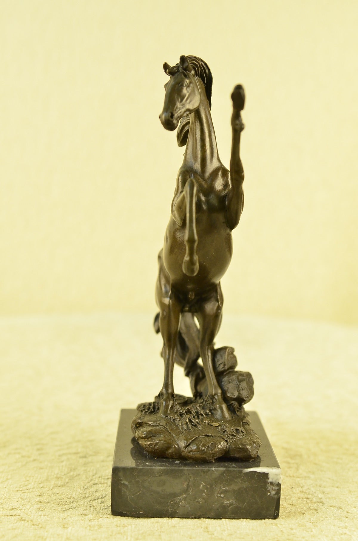 Abstract Art Sculpture Bronze Copper Marble Horse Rearing Mars Statue Figurine
