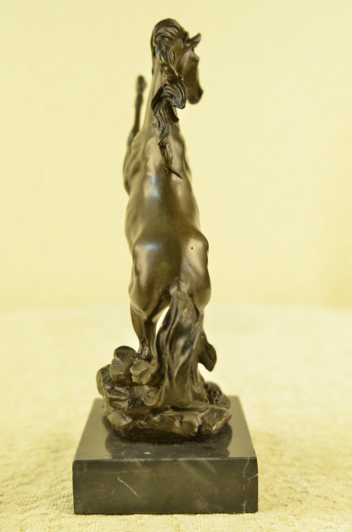 Abstract Art Sculpture Bronze Copper Marble Horse Rearing Mars Statue Figurine