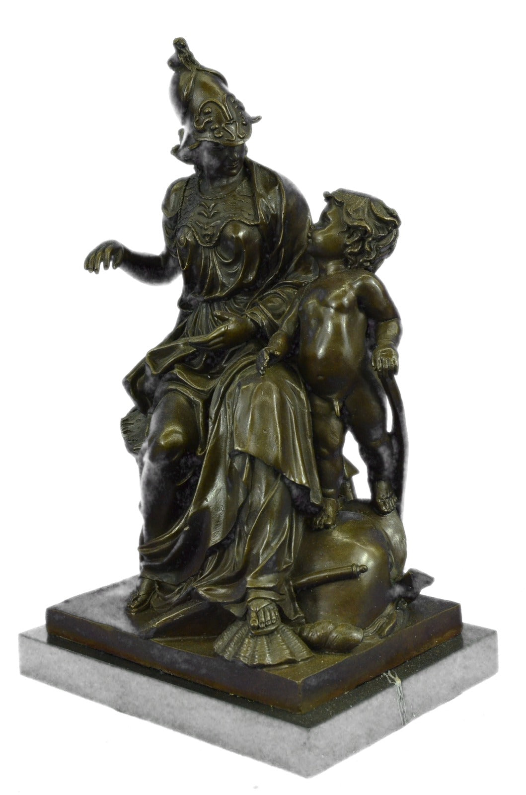 Erotic Lady Soldier Warrior Spear Art Military Collector Bronze Marble Statue