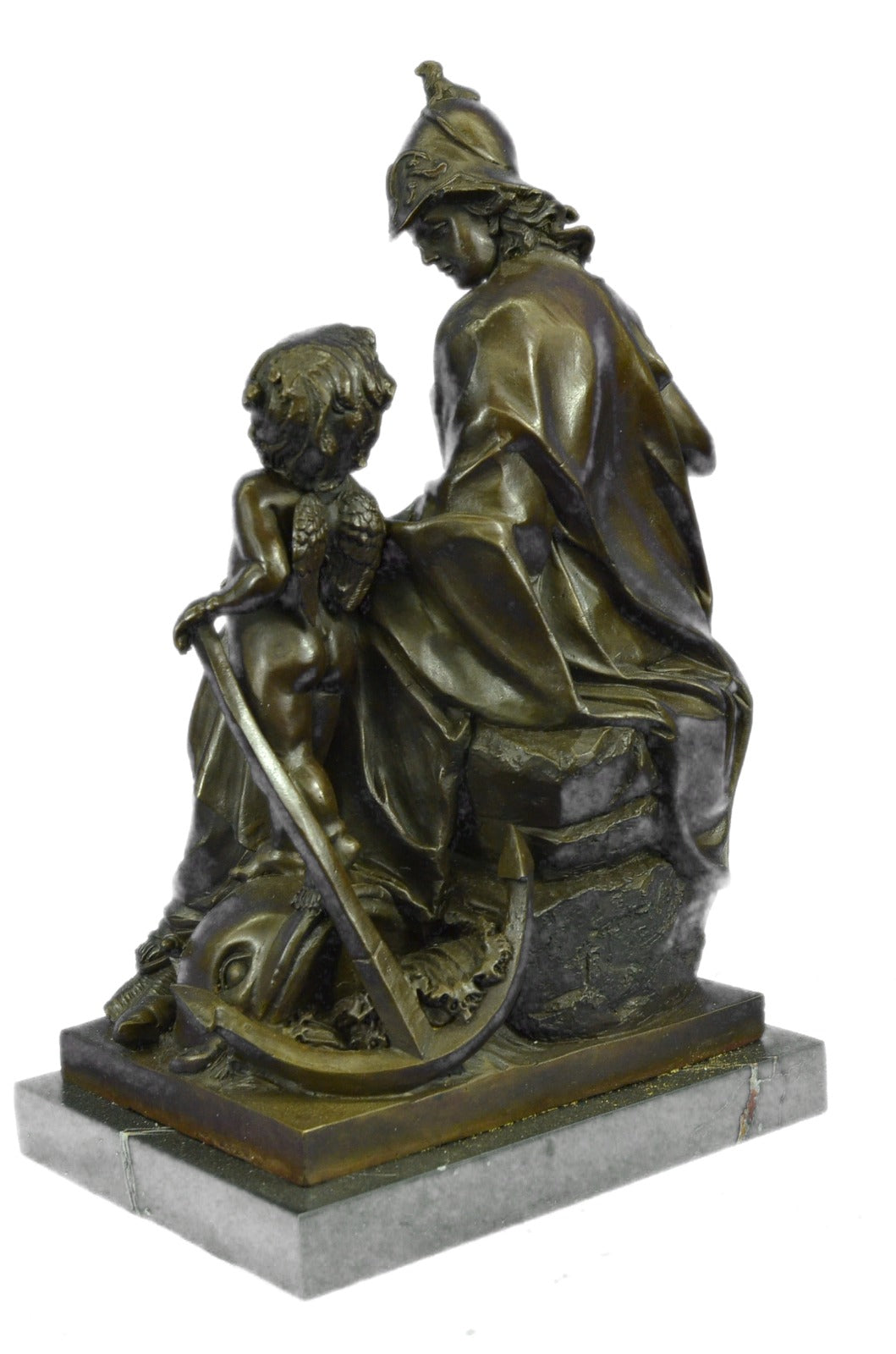 Erotic Lady Soldier Warrior Spear Art Military Collector Bronze Marble Statue