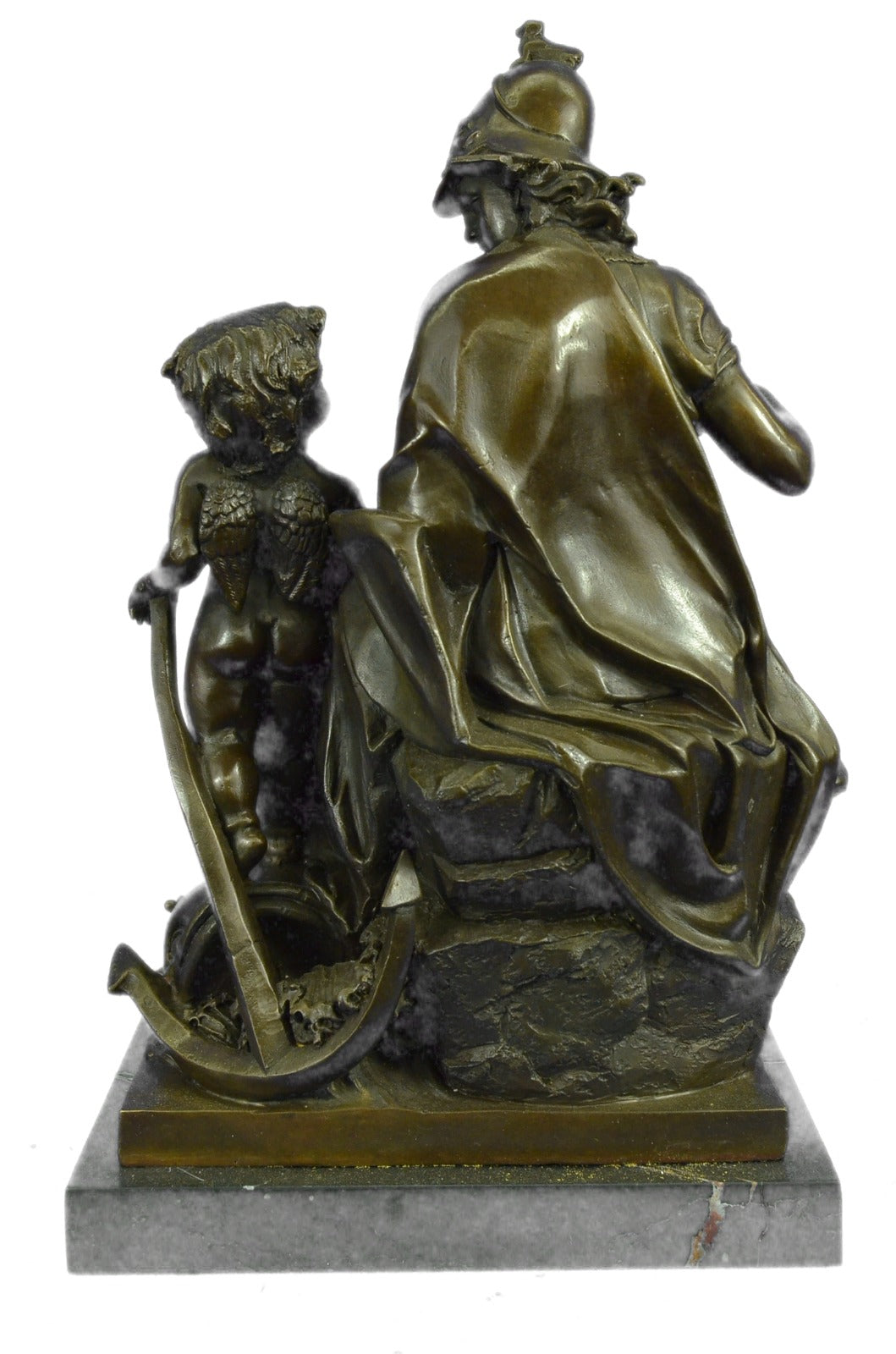 Erotic Lady Soldier Warrior Spear Art Military Collector Bronze Marble Statue