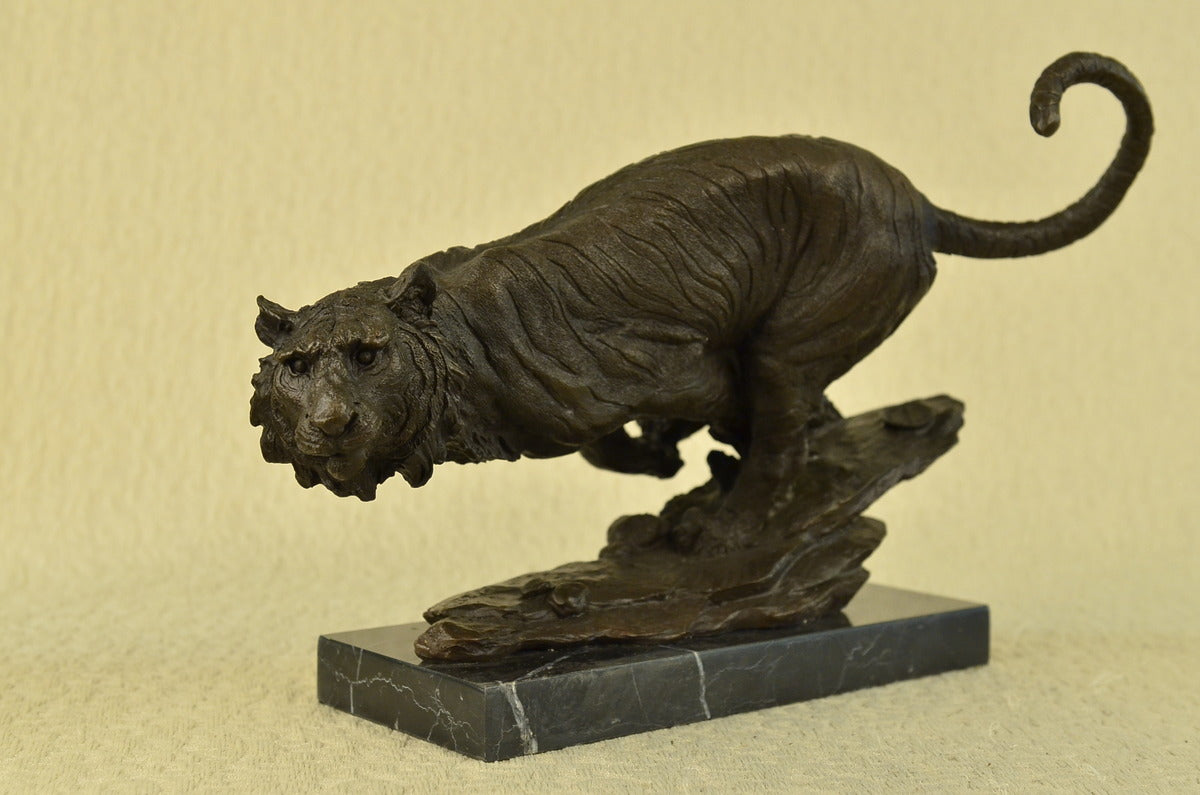 Bronze Sculpture Hot Cast Classic African Tiger Animal Figurine Artwork Décor