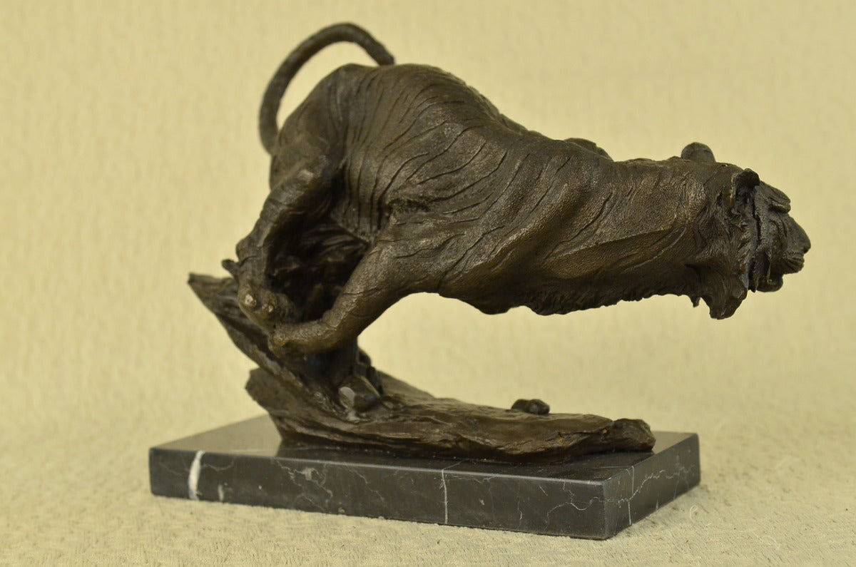 Bronze Sculpture Hot Cast Classic African Tiger Animal Figurine Artwork Décor