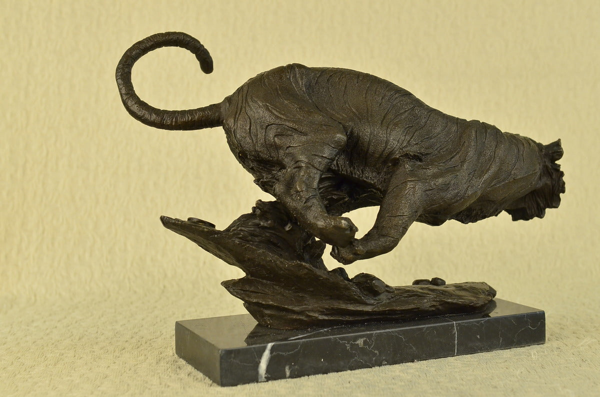 Bronze Sculpture Hot Cast Classic African Tiger Animal Figurine Artwork Décor