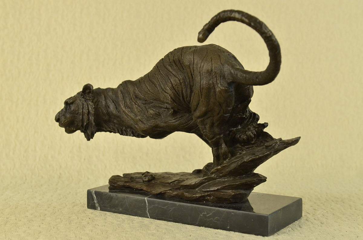 Bronze Sculpture Hot Cast Classic African Tiger Animal Figurine Artwork Décor