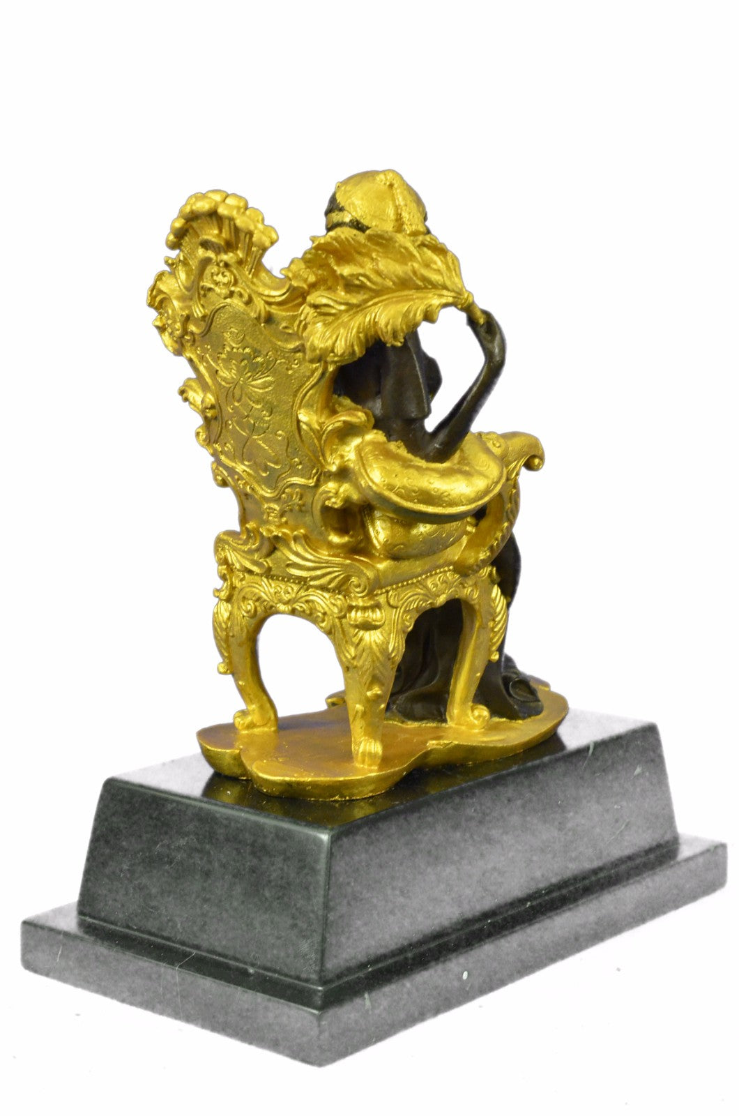 Handcrafted Art Nouveau Sexy woman Sitting on a Chair Bronze Sculpture Figurine