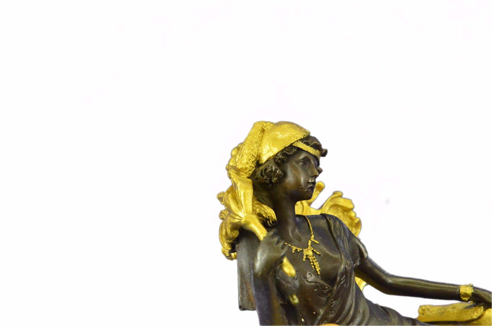 Handcrafted Art Nouveau Sexy woman Sitting on a Chair Bronze Sculpture Figurine