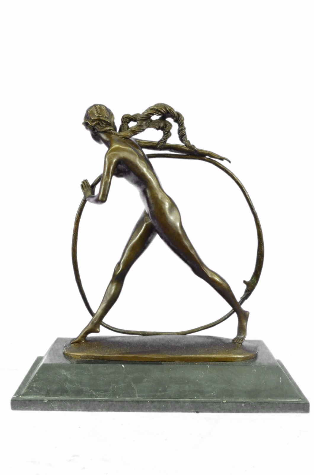 Erotic Art Deco Nude Loop Dancer By Romanian Artisian~D.H Chiparus~Bronze Statue
