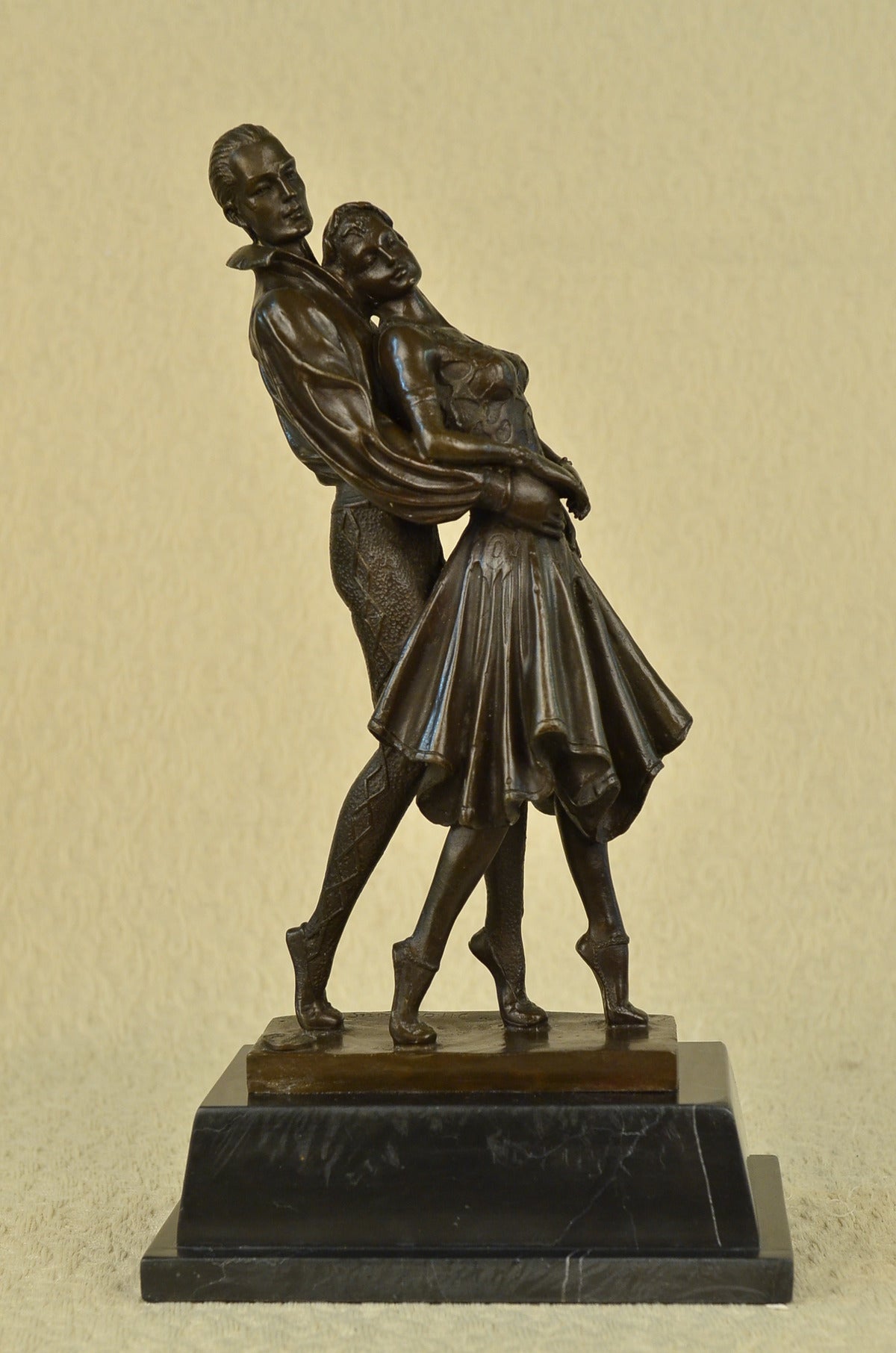 Art Deco Romantic Couple Dancing by Romanian Artist Chiparus Bronze Sculpture