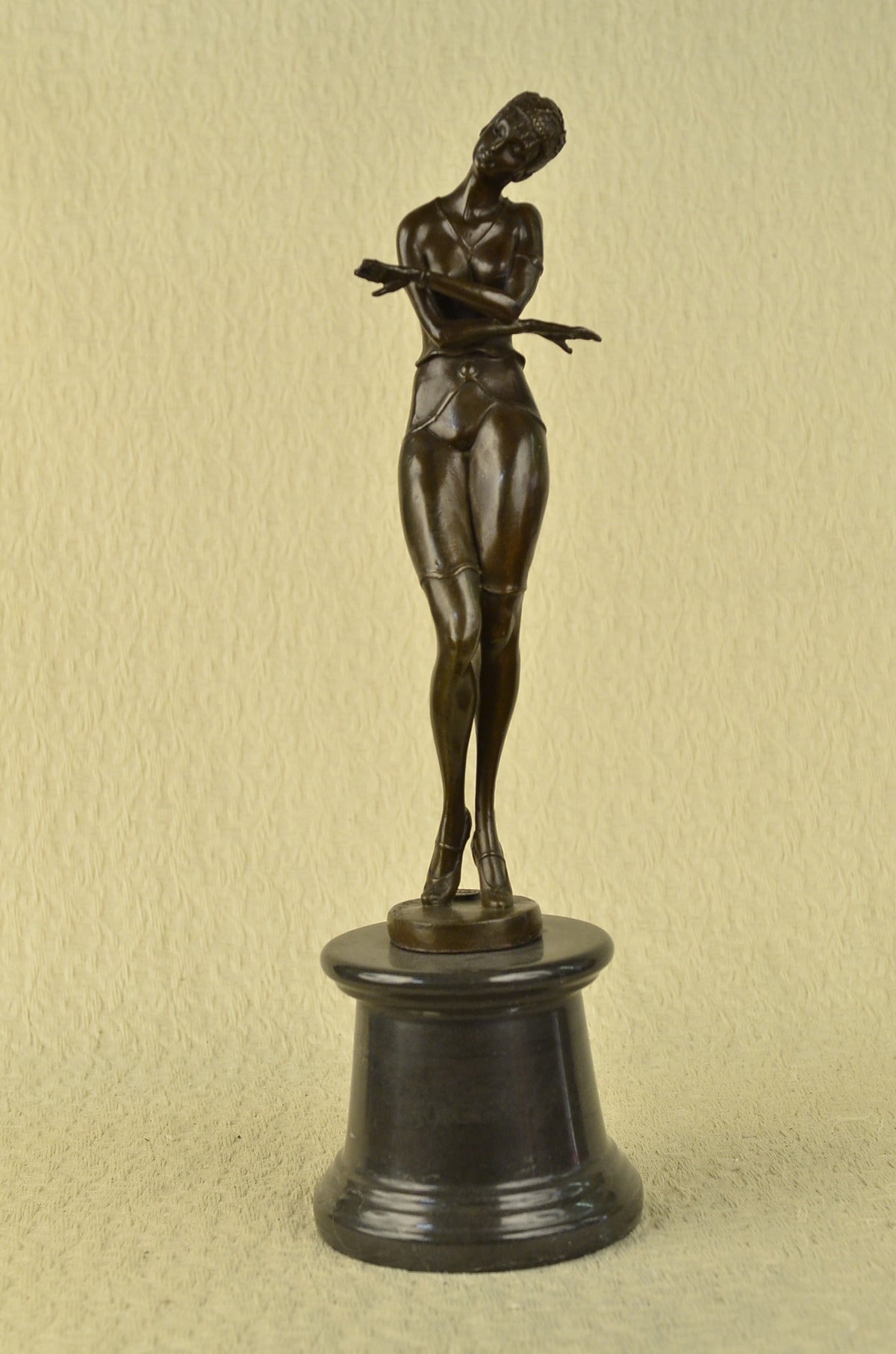 Russian lady Dancer Tall Signed Aldo Vitaleh Bronze Sculpture Statue Figurine