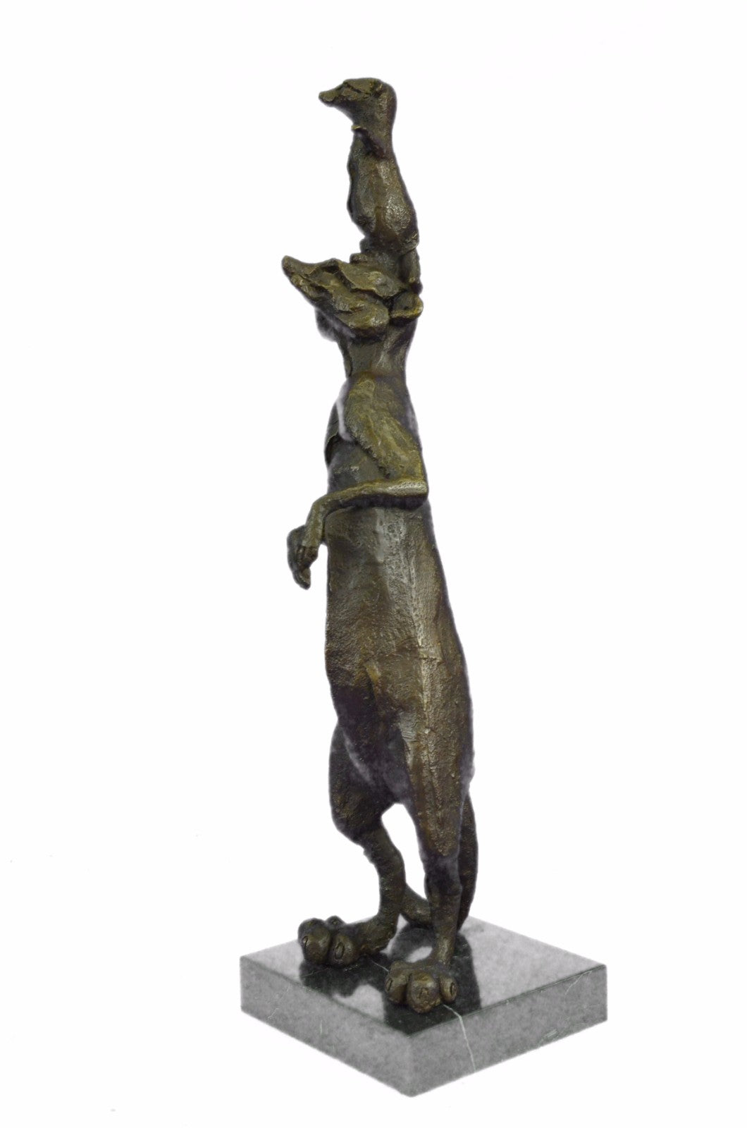Bronze Sculpture Art Deco Meerkat and Cub on her Shoulder Hot Cast Sale
