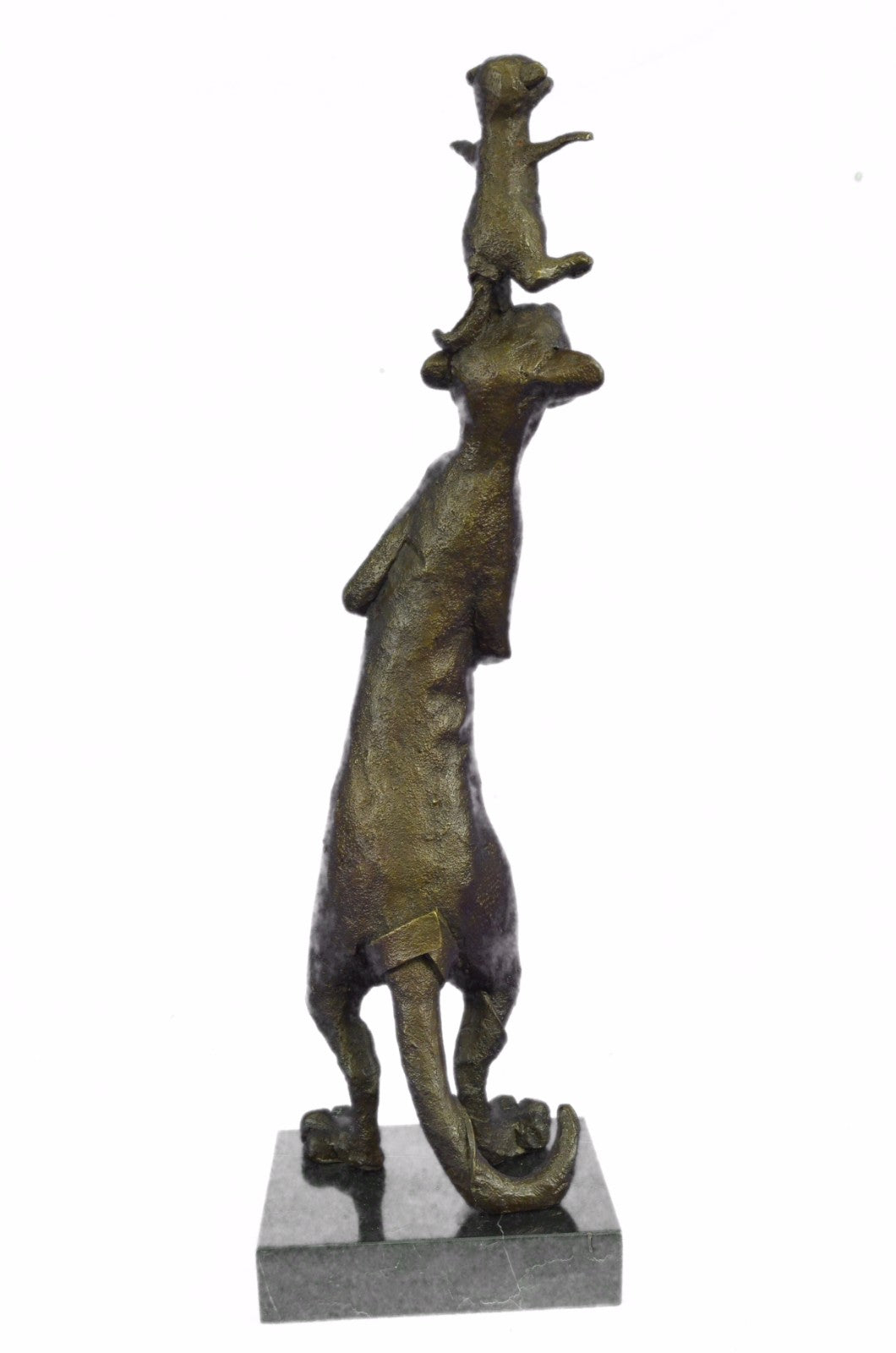 Bronze Sculpture Art Deco Meerkat and Cub on her Shoulder Hot Cast Sale