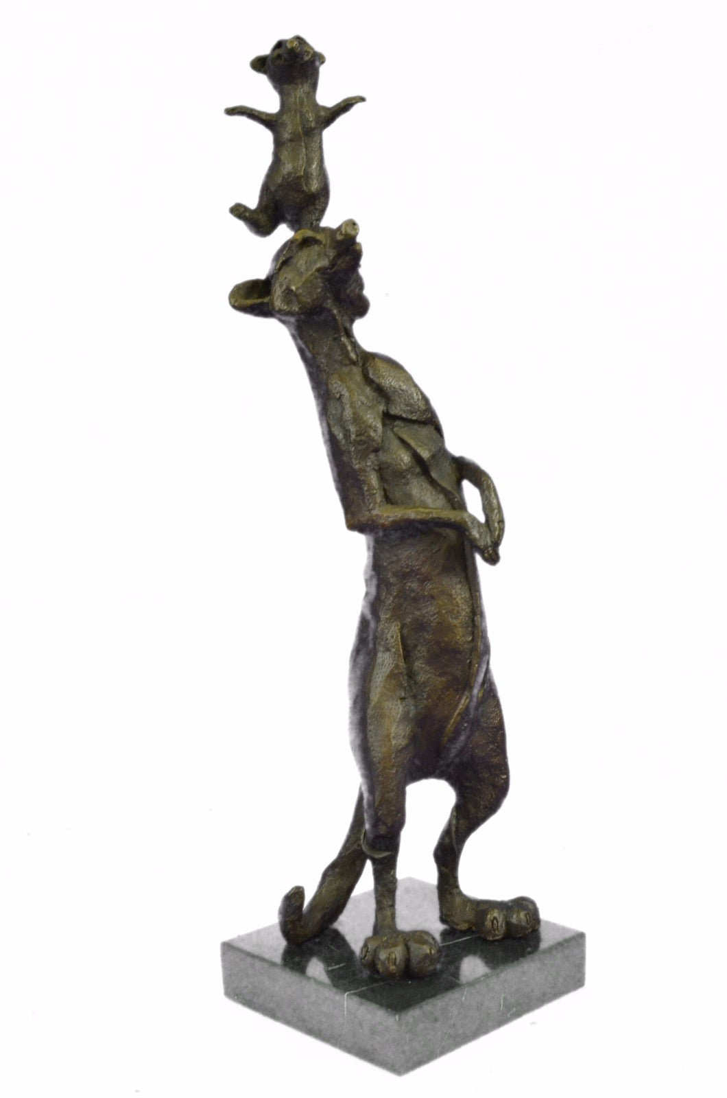 Bronze Sculpture Art Deco Meerkat and Cub on her Shoulder Hot Cast Sale