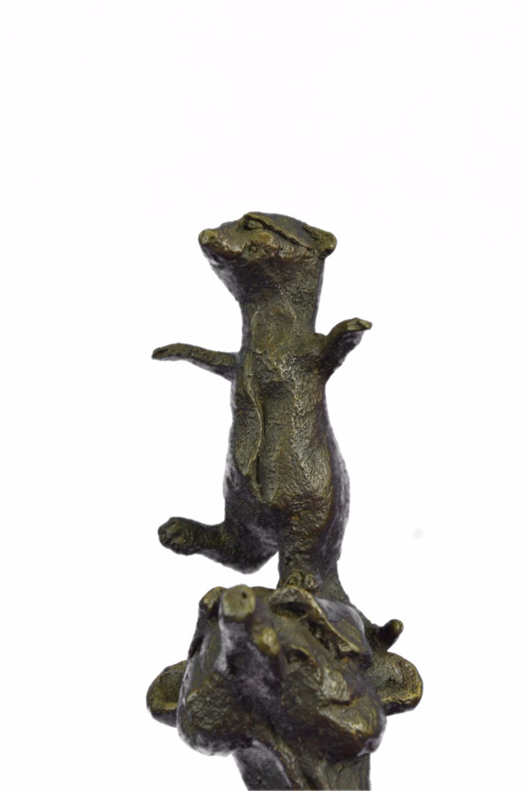 Bronze Sculpture Art Deco Meerkat and Cub on her Shoulder Hot Cast Sale