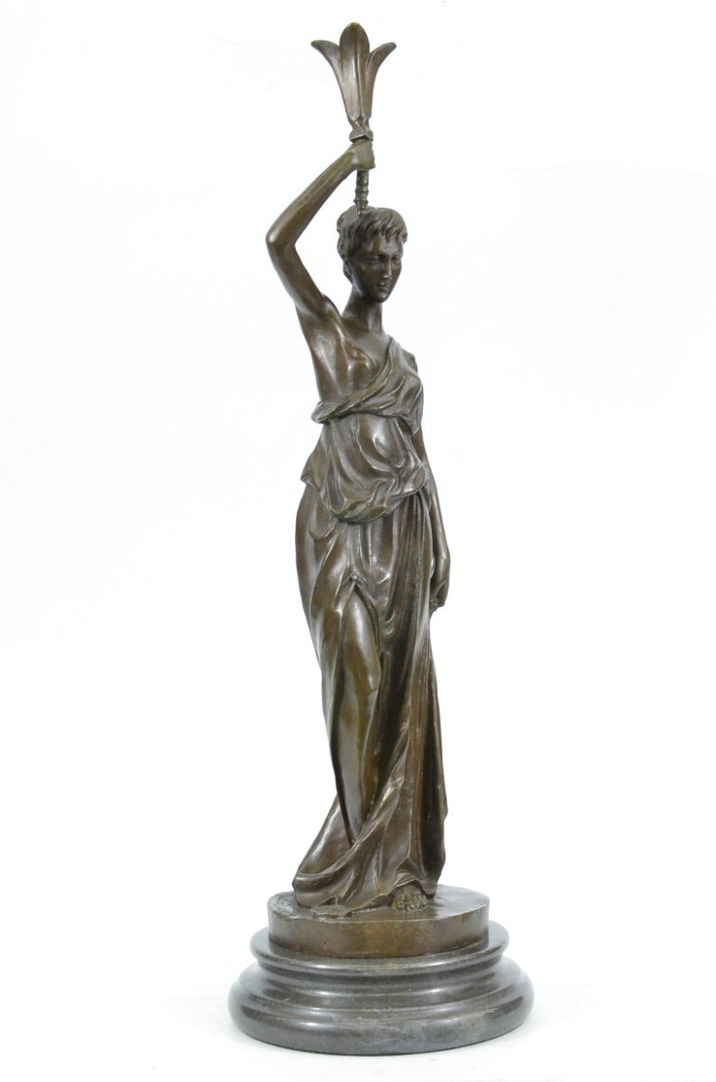 Handcrafted bronze sculpture SALE Marbl Girl Roman Signed Nouveau Art Deco Art