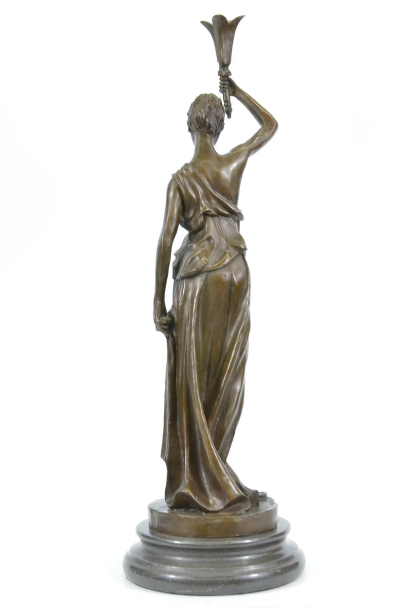 Handcrafted bronze sculpture SALE Marbl Girl Roman Signed Nouveau Art Deco Art