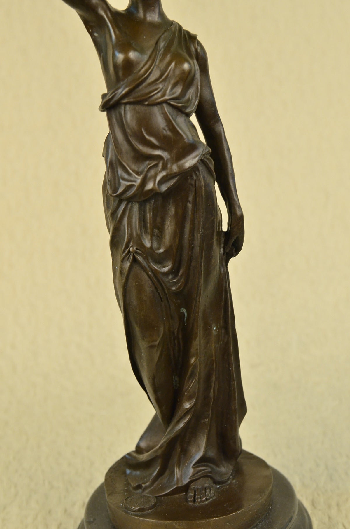 Handcrafted bronze sculpture SALE Marbl Girl Roman Signed Nouveau Art Deco Art