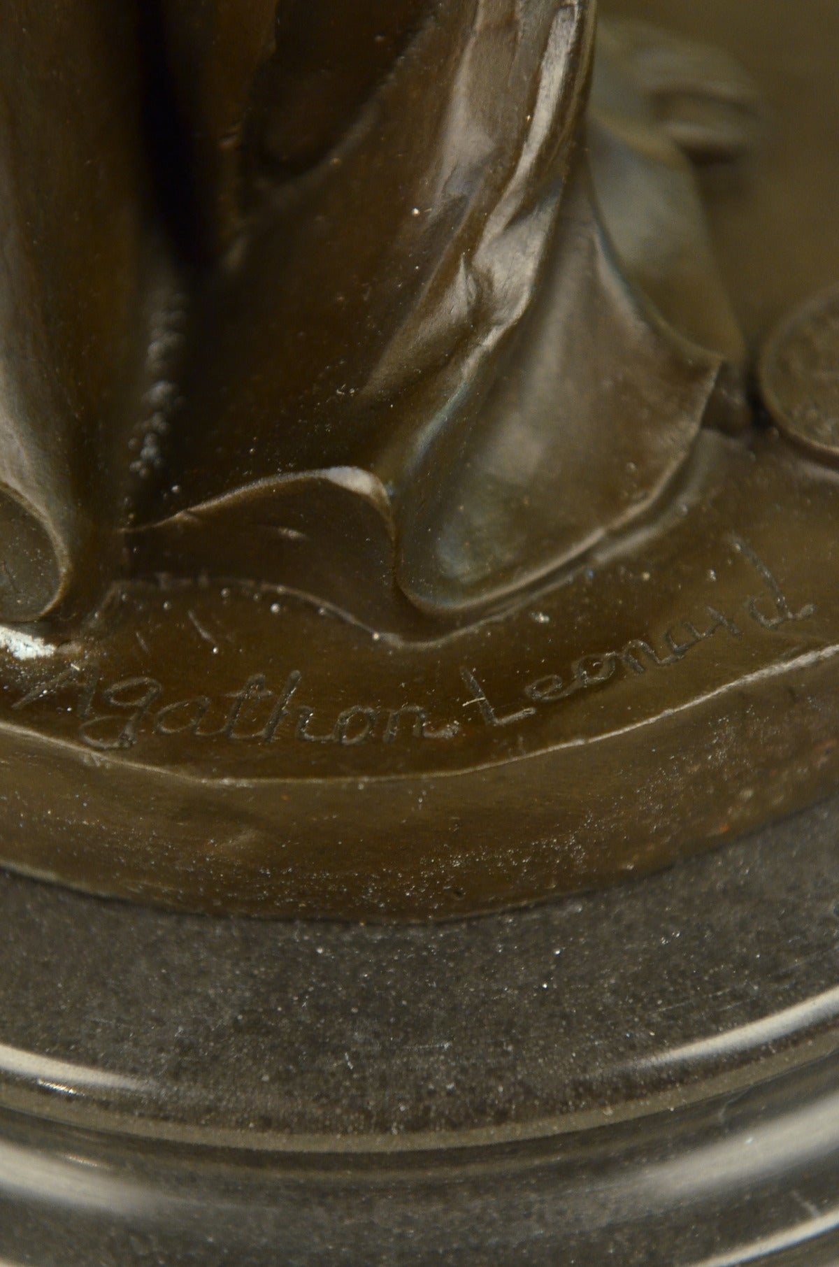 Handcrafted bronze sculpture SALE Marbl Girl Roman Signed Nouveau Art Deco Art