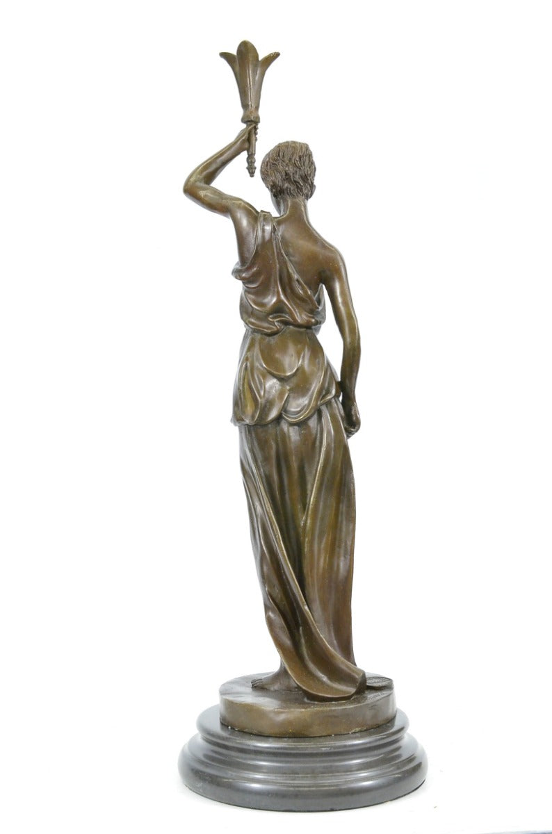 Details about Handcrafted bronze sculpture SALE Torche Holding Lady Victorian
