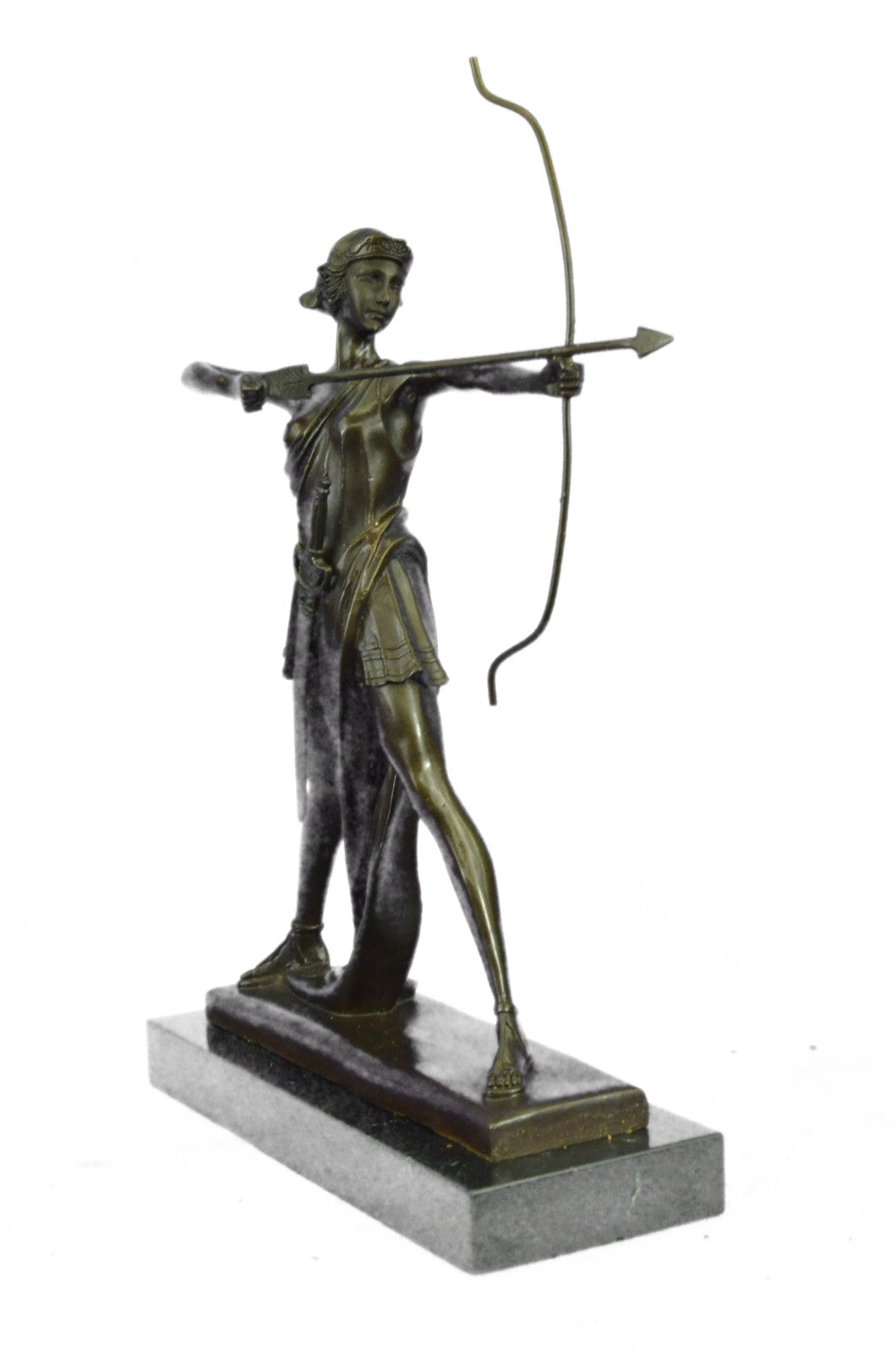 Artemis Diana Goddess of Hunt Forests Hills Moon Archery Bronze Marble Statue