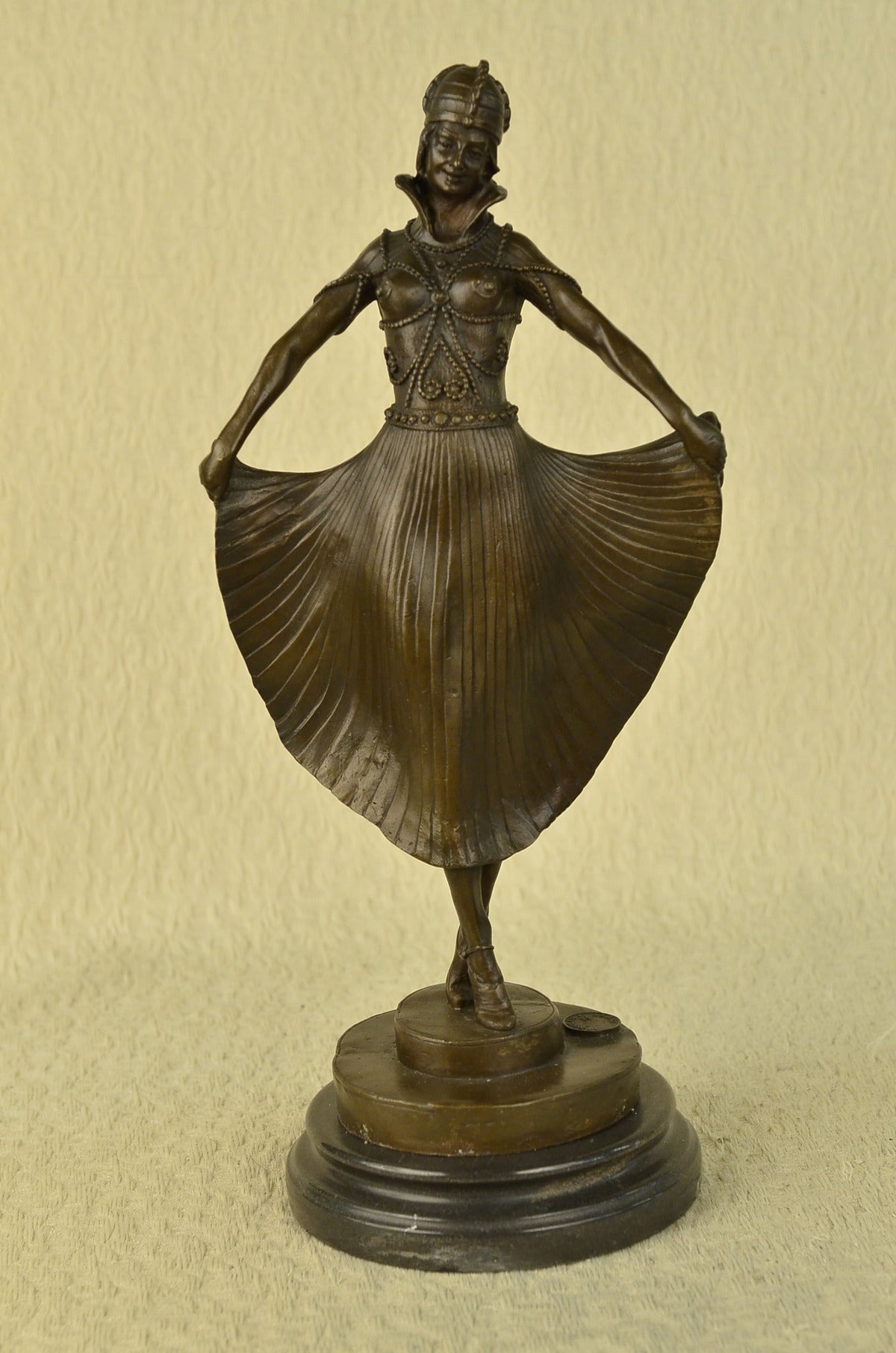Hot Cast Bronze Art Decor Egyptian Dancer Figure on Marble Base D.H. Chiparus