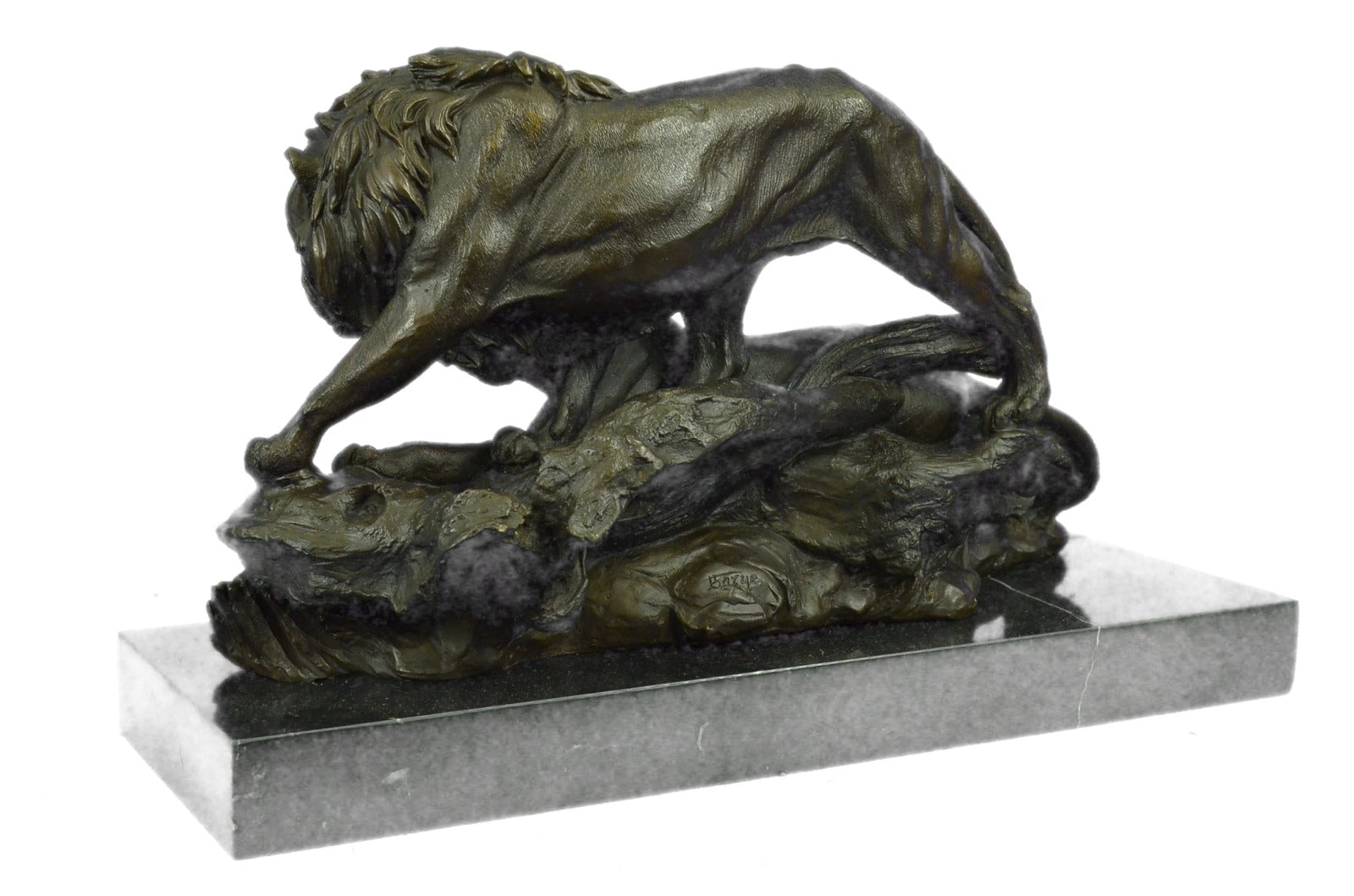 Two African Lion in Love Wildlife Artwork Bronze Sculpture Marble Base Statue NR