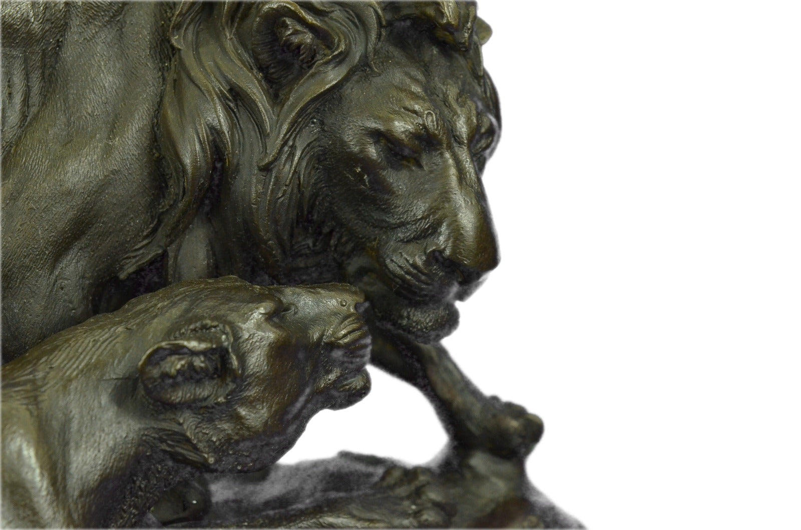 Two African Lion in Love Wildlife Artwork Bronze Sculpture Marble Base Statue NR