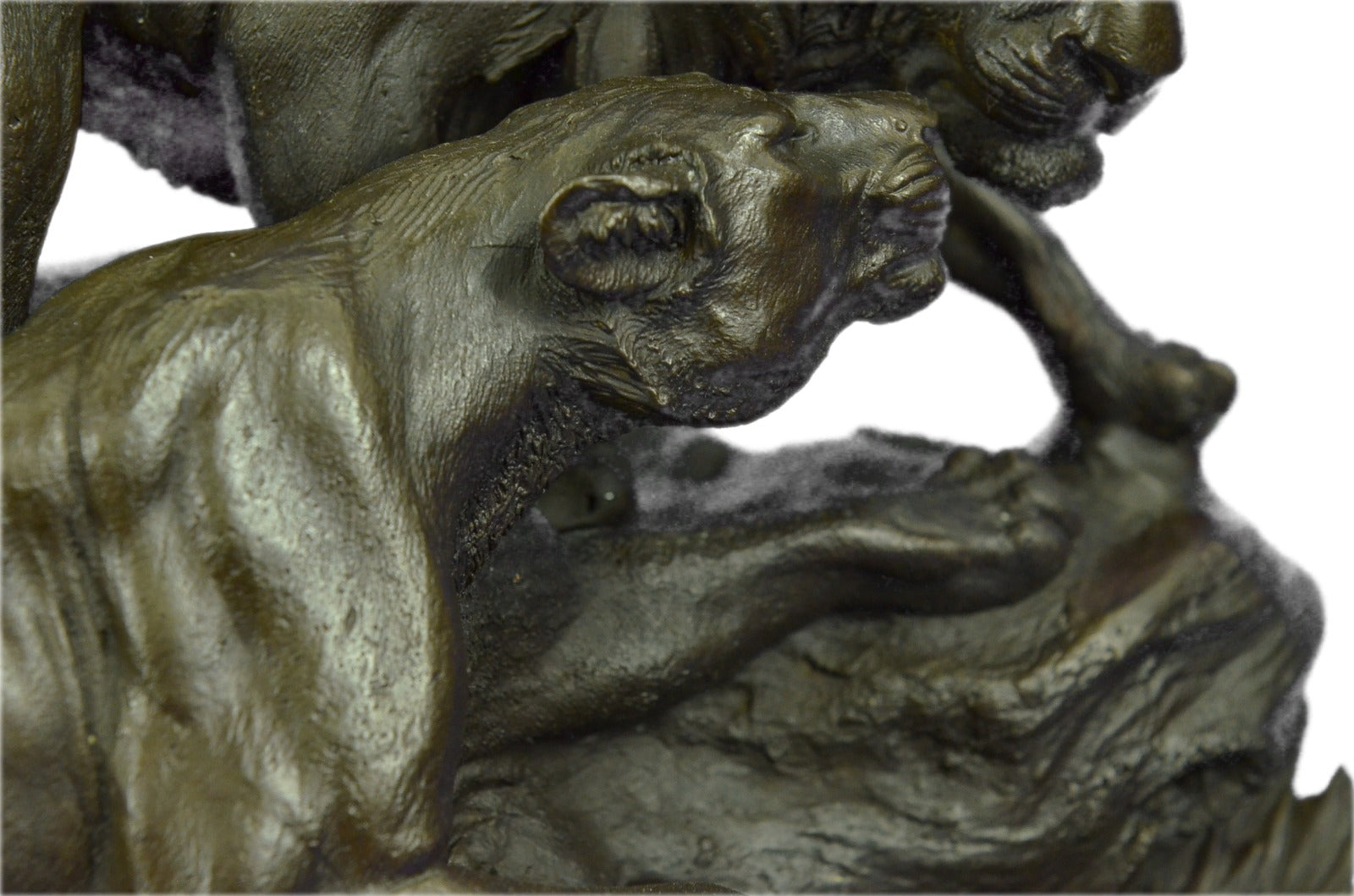 Two African Lion in Love Wildlife Artwork Bronze Sculpture Marble Base Statue NR