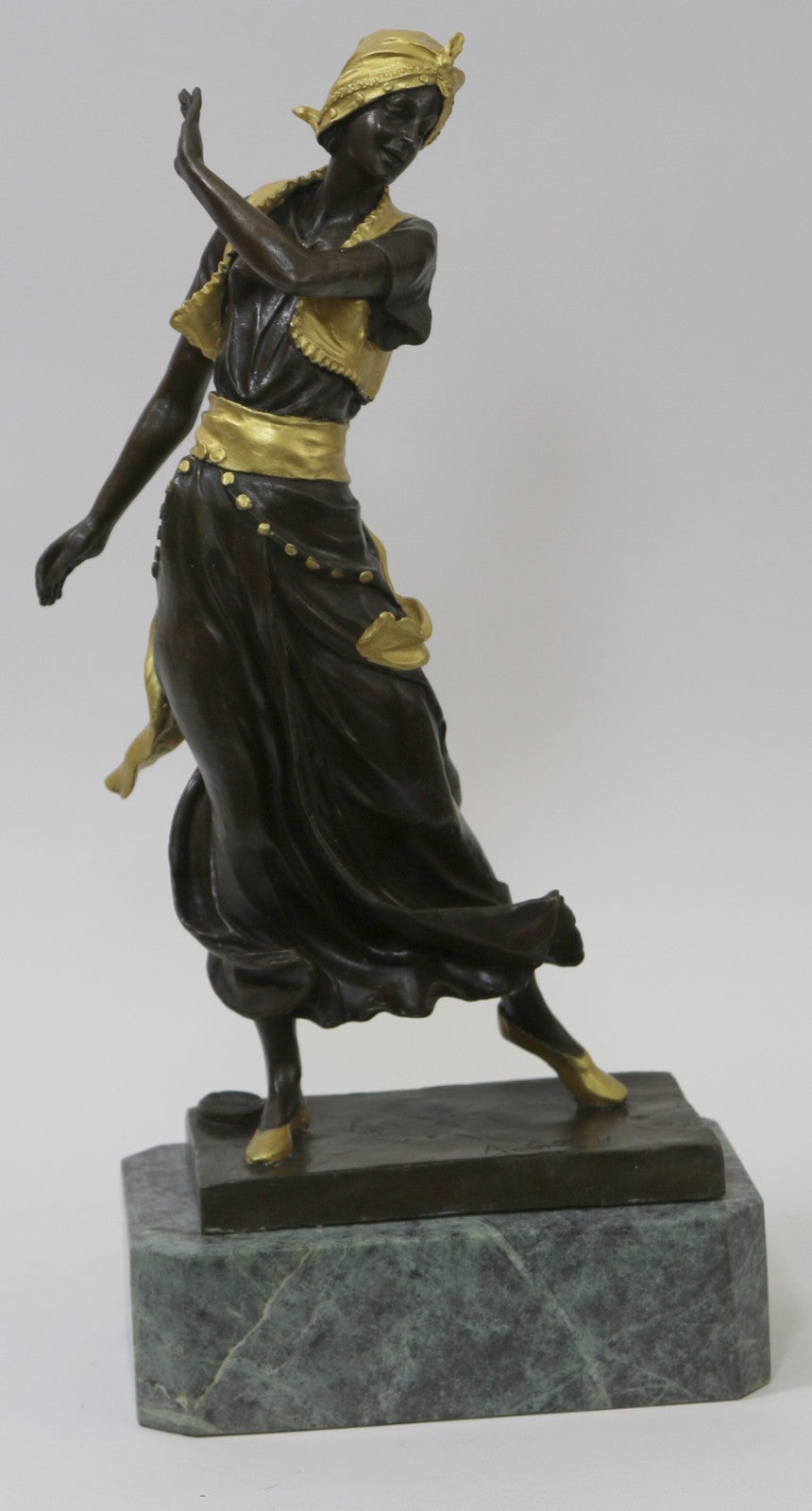 Hot Cast Signed France Gypsy Nude Female Bronze Sculpture Marble Statue Figurine