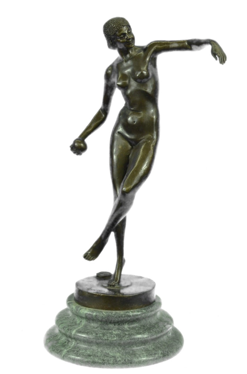 Handcrafted bronze sculpture SALE Nude Alliot Signée Marbre Sur Nue Lanceuse