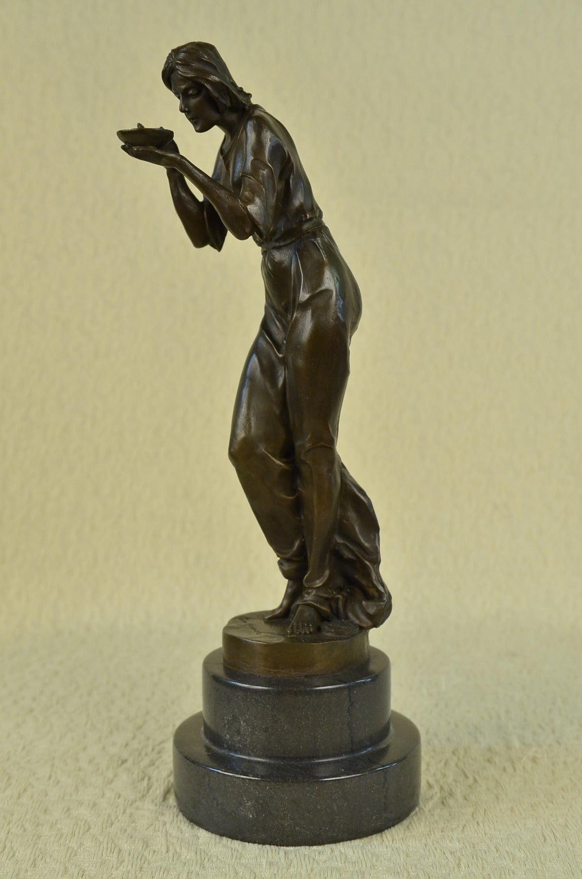 Neoclassical Bronze Sculpture After Viclor Heinvich, Sexy Maiden Lost Wax Method Sale