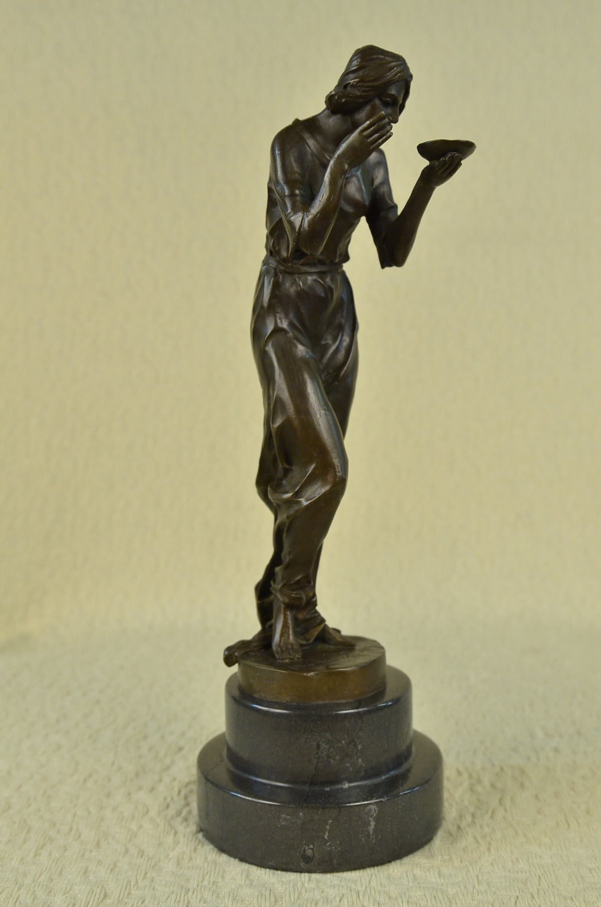 Neoclassical Bronze Sculpture After Viclor Heinvich, Sexy Maiden Lost Wax Method Sale