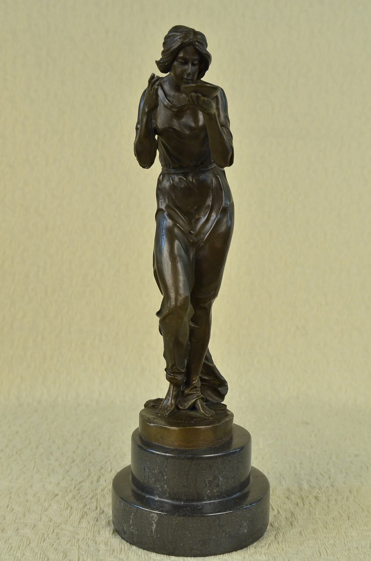 Neoclassical Bronze Sculpture After Viclor Heinvich, Sexy Maiden Lost Wax Method Sale