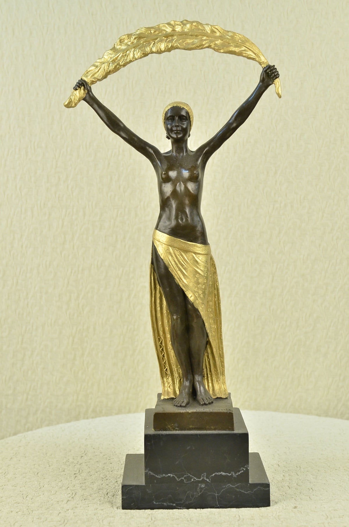 Art Nouveau Gold Patina Nude Female Dancer by Romanian artist ~Chiparus~ Deal