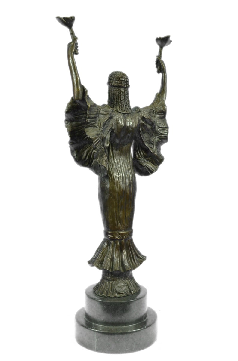 Handcrafted Torch of Victory Art Nouveau Tall Bronze Statue Sculpture Figure