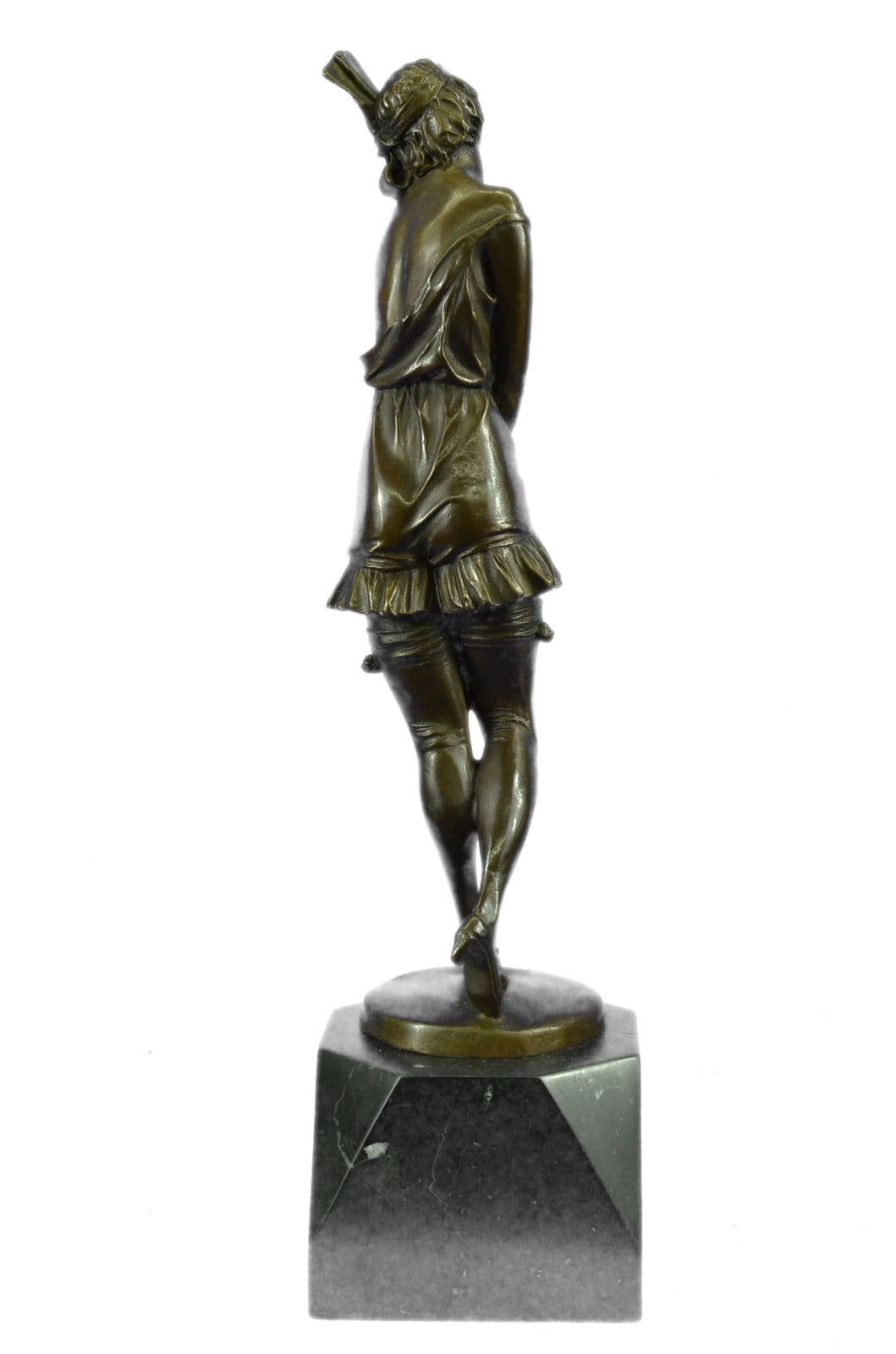 1940 Style Flapper Dancer Bronze Sculpture Marble Base Figurine Artwork Figurine