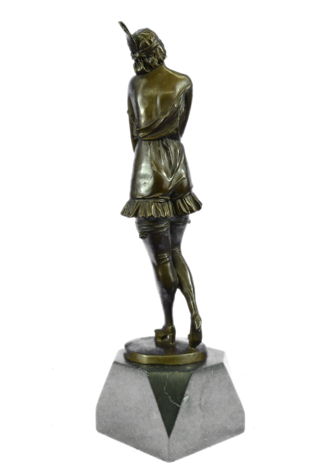 1940 Style Flapper Dancer Bronze Sculpture Marble Base Figurine Artwork Figurine