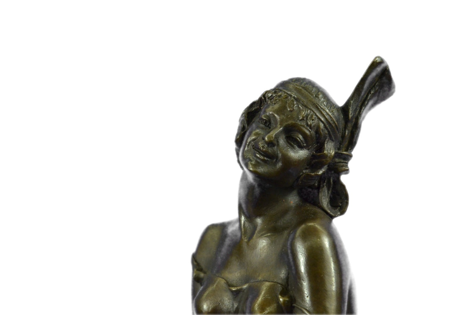 1940 Style Flapper Dancer Bronze Sculpture Marble Base Figurine Artwork Figurine