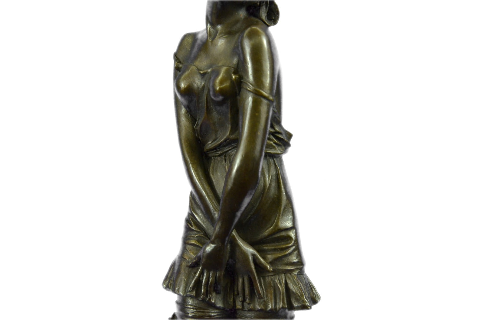 1940 Style Flapper Dancer Bronze Sculpture Marble Base Figurine Artwork Figurine