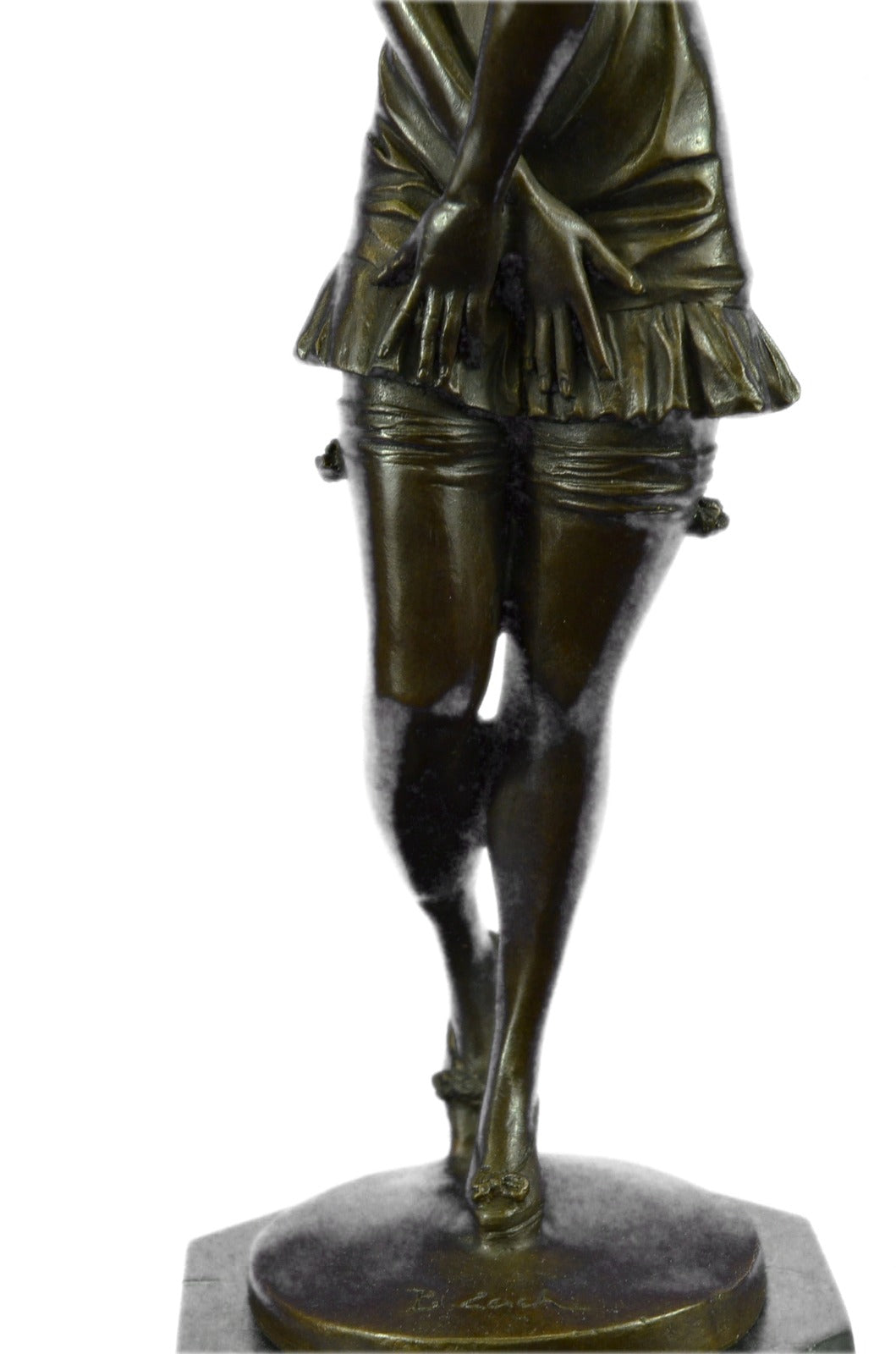 1940 Style Flapper Dancer Bronze Sculpture Marble Base Figurine Artwork Figurine