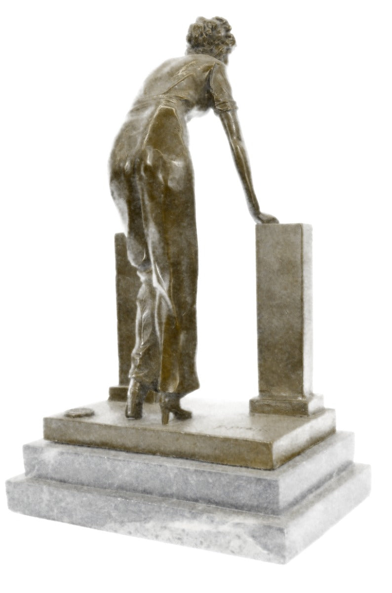 Signed Vintage Reproduction by Preiss Woman between Two Bronze Sculpture