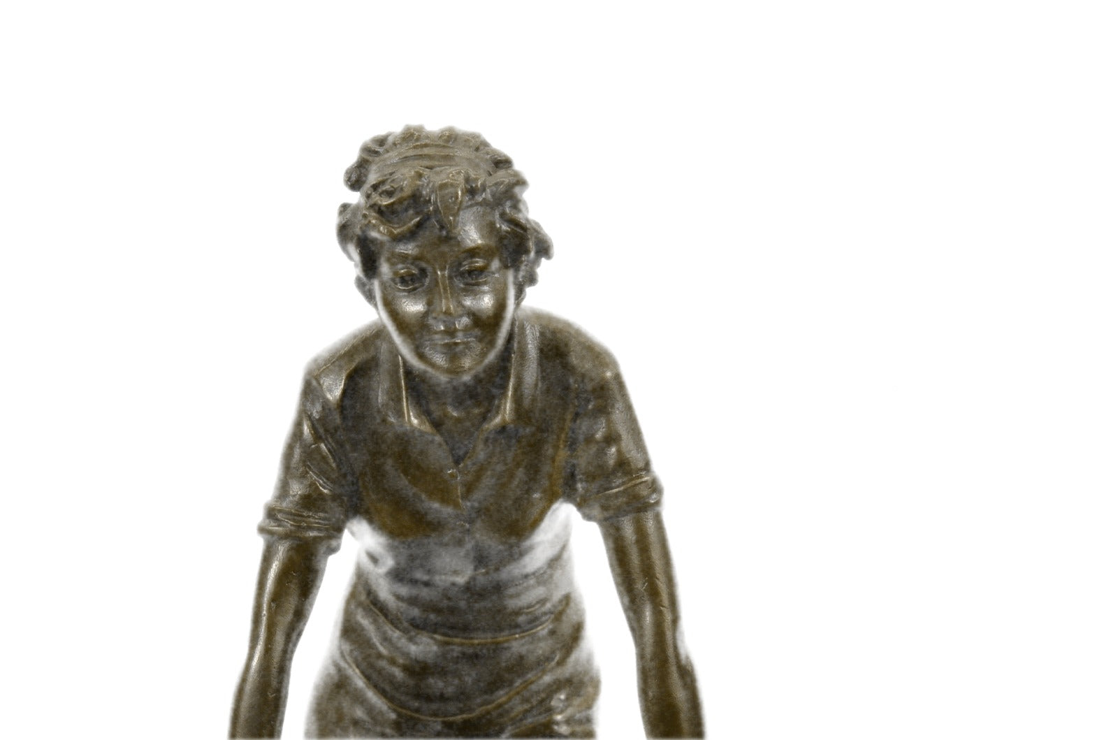 Signed Vintage Reproduction by Preiss Woman between Two Bronze Sculpture